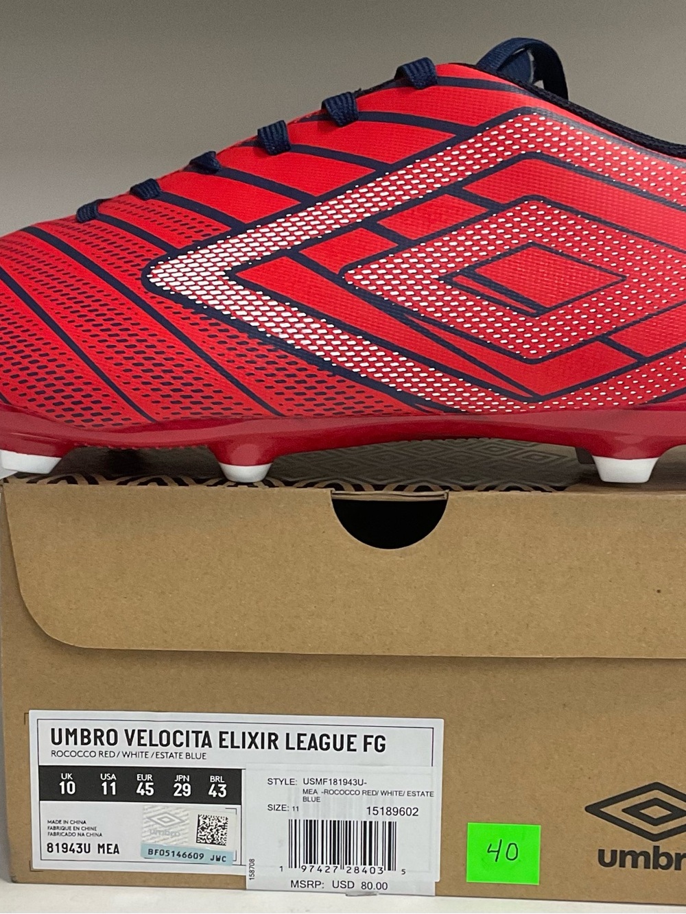 Umbro Red/White/Estate Blue Soccer Cleats